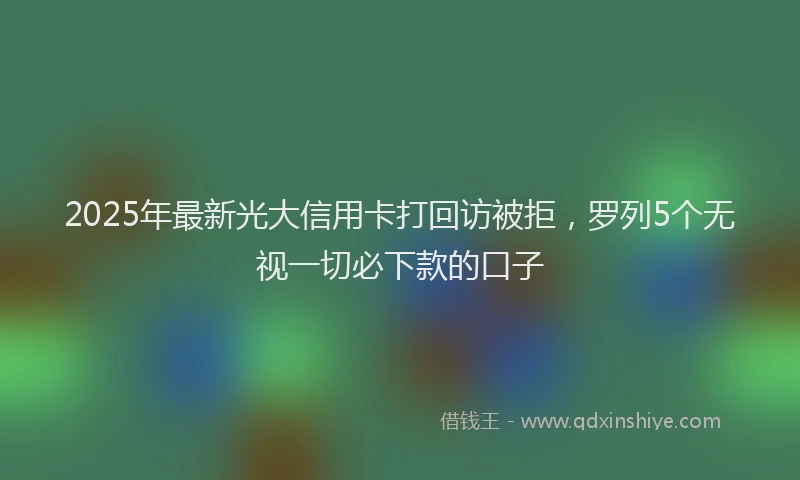 2025年最新光大信用卡打回访被拒，罗列5个无视一切必下款的口子