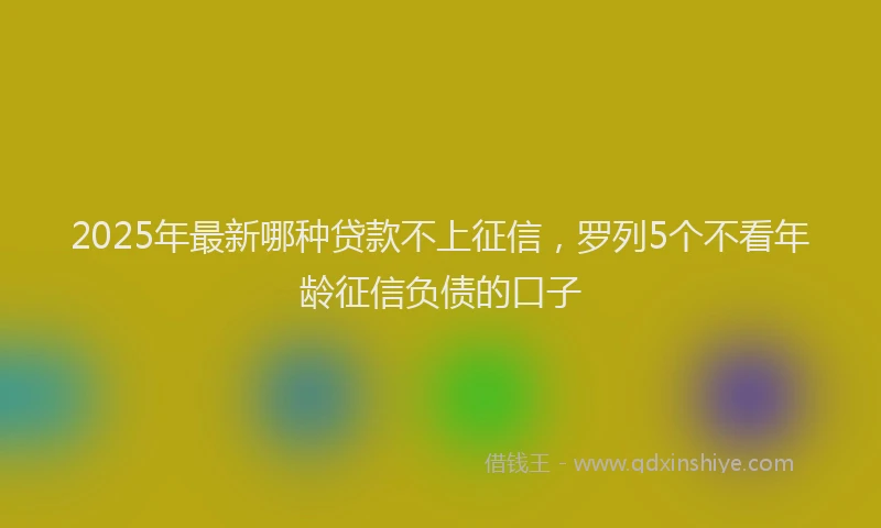 2025年最新哪种贷款不上征信，罗列5个不看年龄征信负债的口子