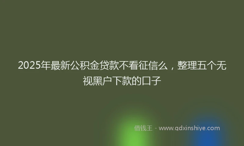 2025年最新公积金贷款不看征信么，整理五个无视黑户下款的口子