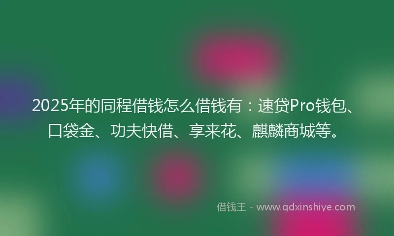 2025年的同程借钱怎么借钱有：速贷Pro钱包、口袋金、功夫快借、享来花、麒麟商城等。