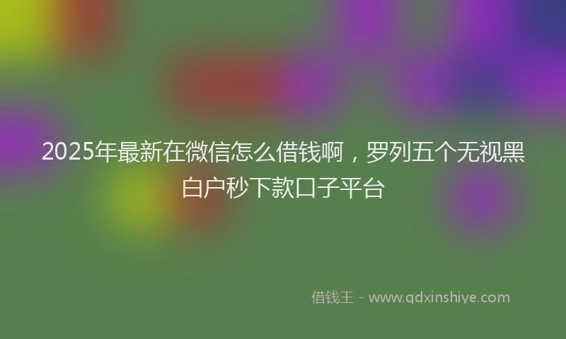 2025年最新在微信怎么借钱啊，罗列五个无视黑白户秒下款口子平台