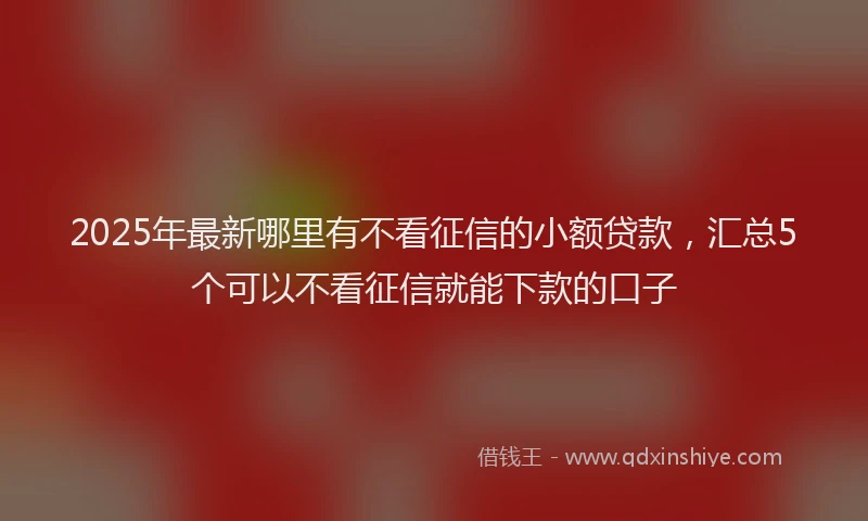 2025年最新哪里有不看征信的小额贷款，汇总5个可以不看征信就能下款的口子
