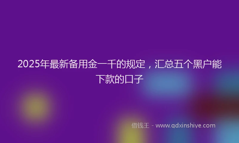 2025年最新备用金一千的规定，汇总五个黑户能下款的口子