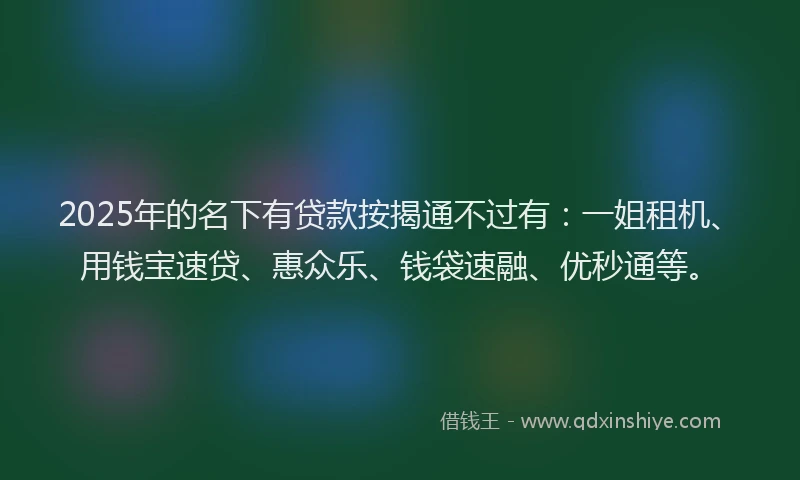 2025年的名下有贷款按揭通不过有：一姐租机、用钱宝速贷、惠众乐、钱袋速融、优秒通等。