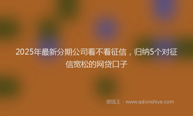 2025年最新分期公司看不看征信，归纳5个对征信宽松的网贷口子