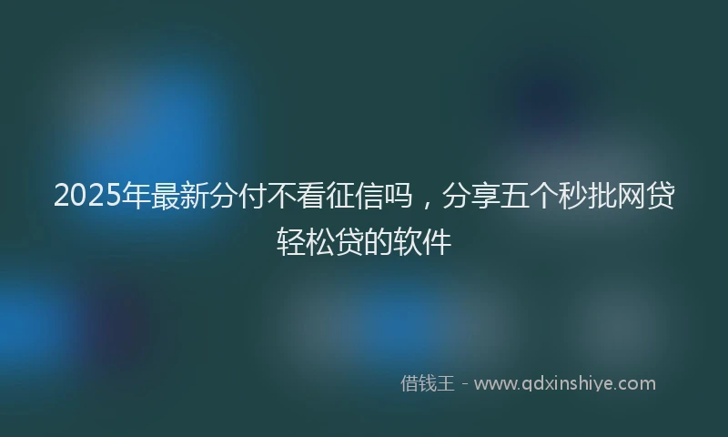 2025年最新分付不看征信吗，分享五个秒批网贷轻松贷的软件