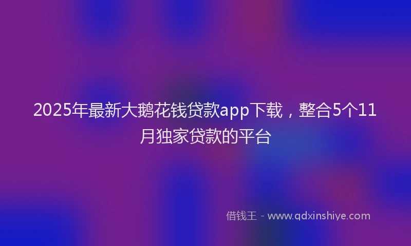 2025年最新大鹅花钱贷款app下载，整合5个11月独家贷款的平台