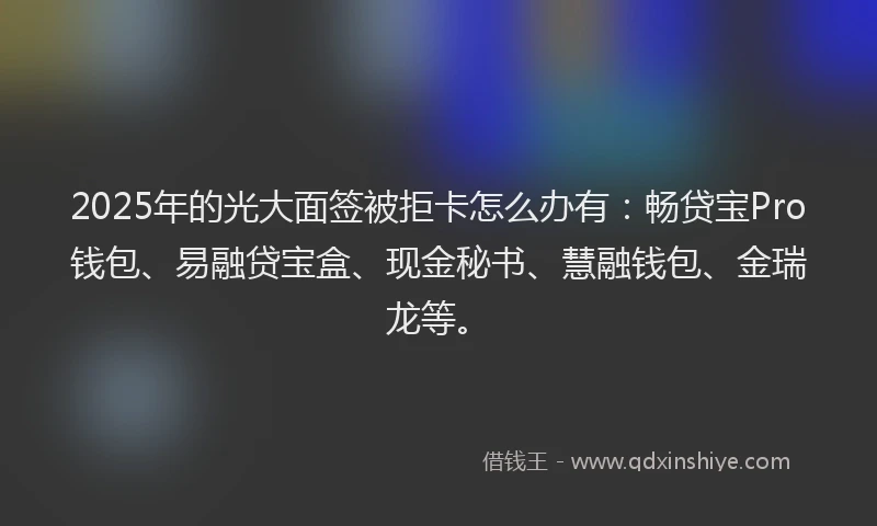 2025年的光大面签被拒卡怎么办有：畅贷宝Pro钱包、易融贷宝盒、现金秘书、慧融钱包、金瑞龙等。