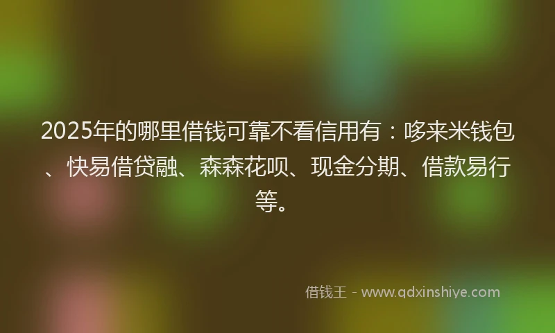 2025年的哪里借钱可靠不看信用有：哆来米钱包、快易借贷融、森森花呗、现金分期、借款易行等。