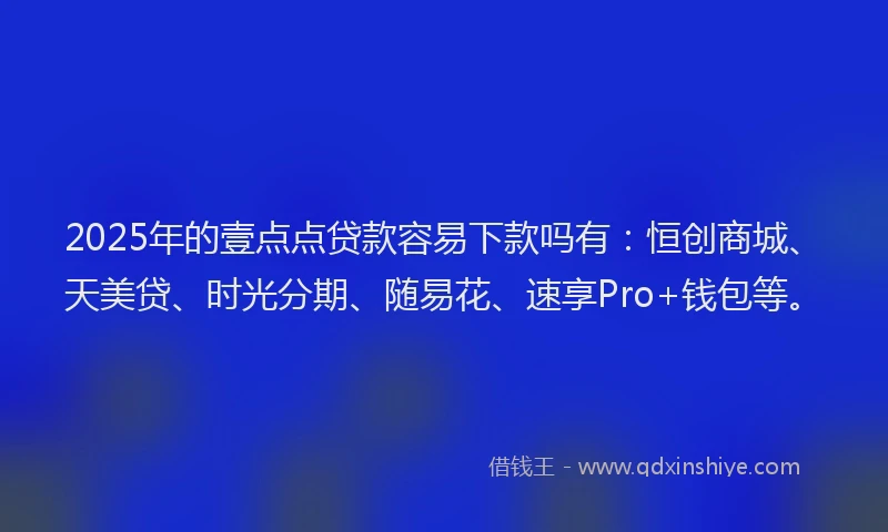2025年的壹点点贷款容易下款吗有：恒创商城、天美贷、时光分期、随易花、速享Pro+钱包等。