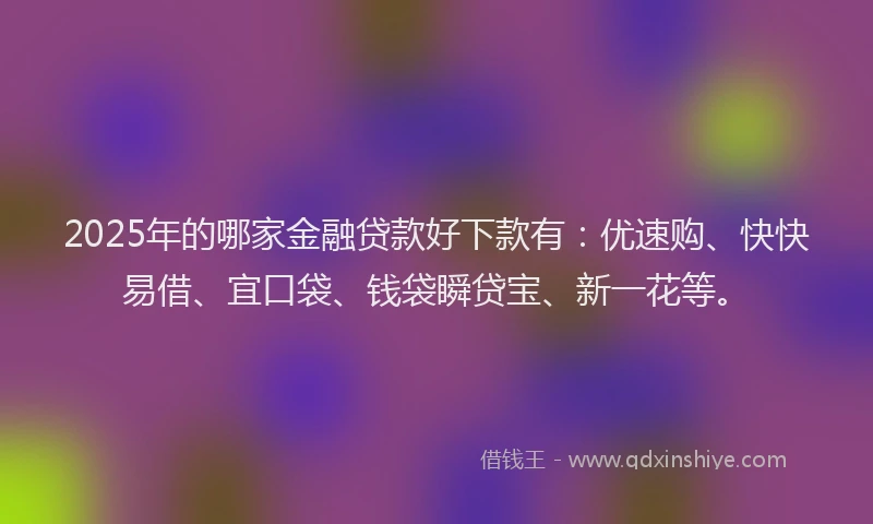 2025年的哪家金融贷款好下款有：优速购、快快易借、宜口袋、钱袋瞬贷宝、新一花等。
