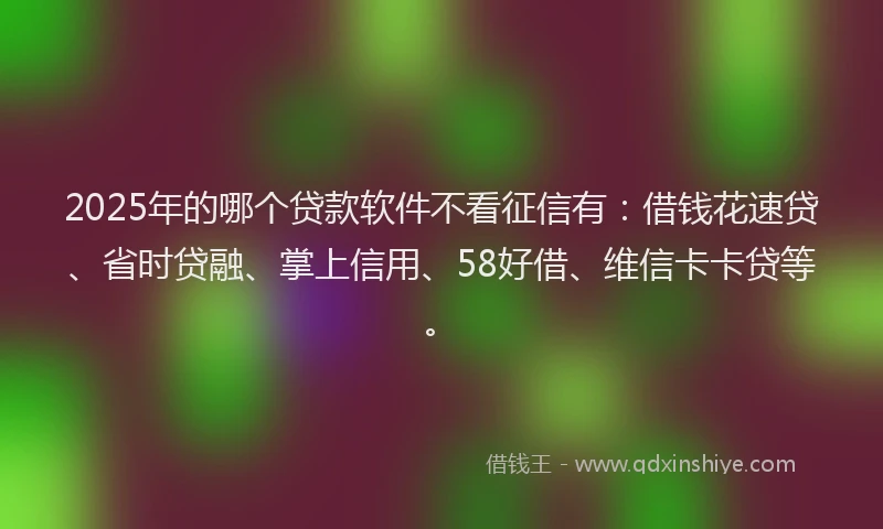 2025年的哪个贷款软件不看征信有：借钱花速贷、省时贷融、掌上信用、58好借、维信卡卡贷等。