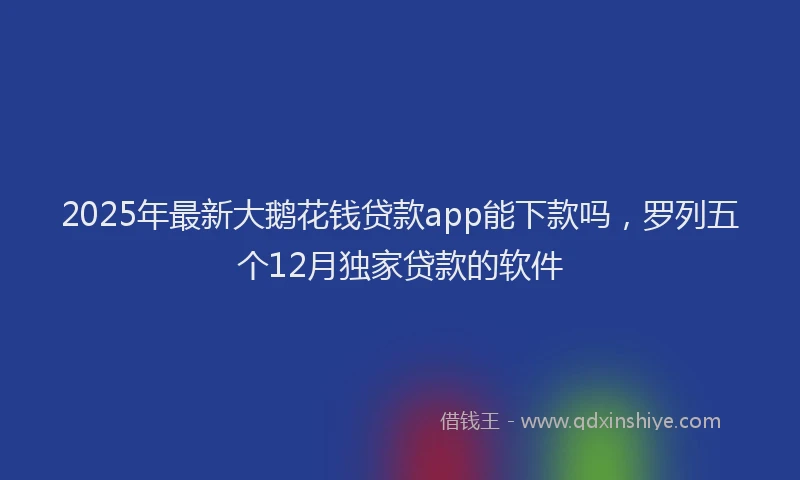 2025年最新大鹅花钱贷款app能下款吗，罗列五个12月独家贷款的软件