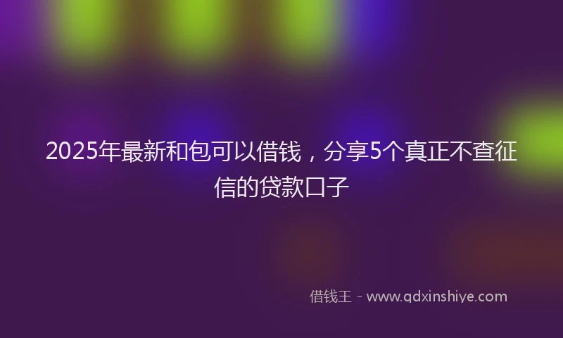 2025年最新和包可以借钱，分享5个真正不查征信的贷款口子