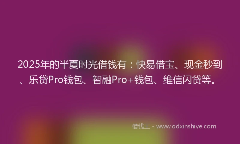 2025年的半夏时光借钱有：快易借宝、现金秒到、乐贷Pro钱包、智融Pro+钱包、维信闪贷等。