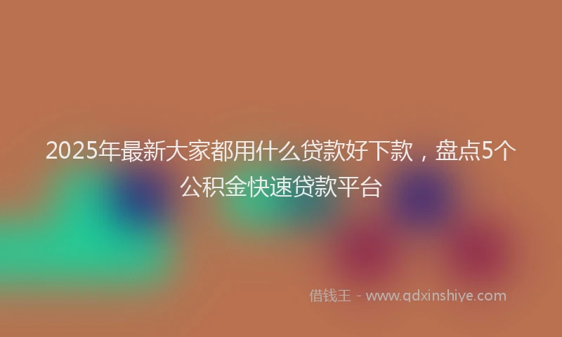 2025年最新大家都用什么贷款好下款，盘点5个公积金快速贷款平台