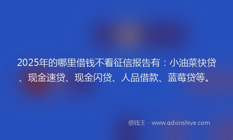 2025年的哪里借钱不看征信报告有：小油菜快贷、现金速贷、现金闪贷、人品借款、蓝莓贷等。
