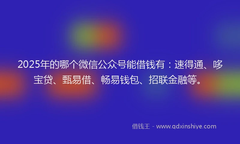 2025年的哪个微信公众号能借钱有：速得通、哆宝贷、甄易借、畅易钱包、招联金融等。