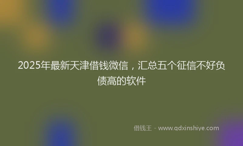 2025年最新天津借钱微信，汇总五个征信不好负债高的软件