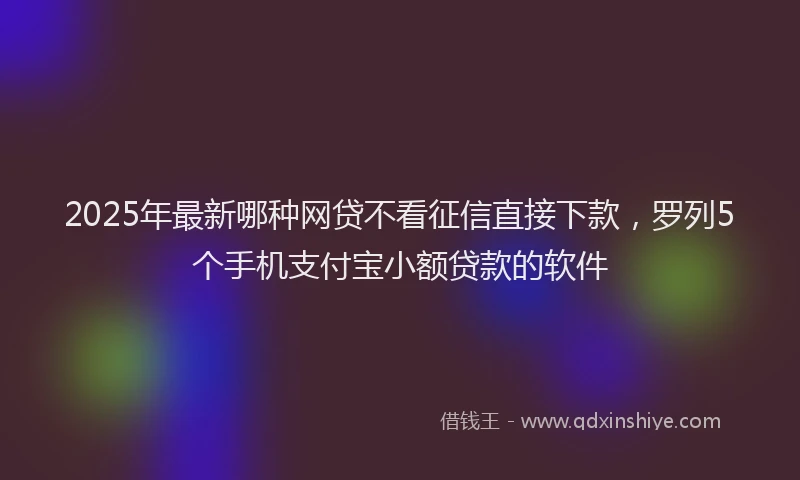 2025年最新哪种网贷不看征信直接下款，罗列5个手机支付宝小额贷款的软件