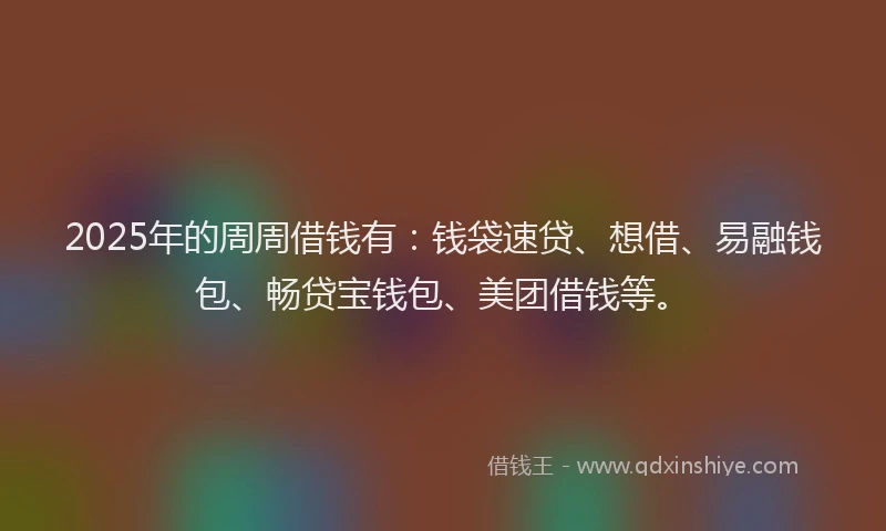 2025年的周周借钱有：钱袋速贷、想借、易融钱包、畅贷宝钱包、美团借钱等。
