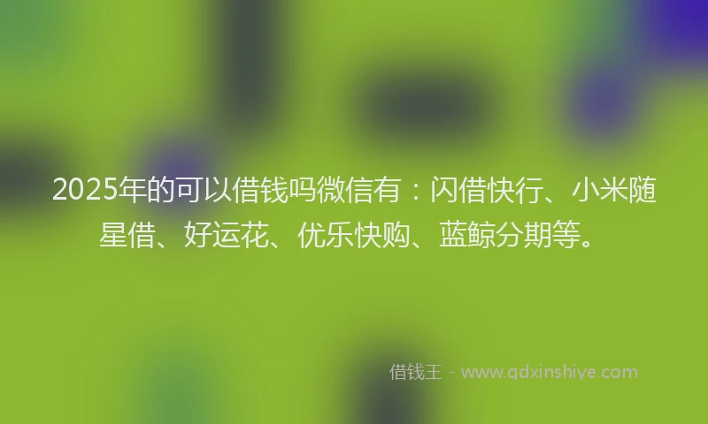 2025年的可以借钱吗微信有：闪借快行、小米随星借、好运花、优乐快购、蓝鲸分期等。