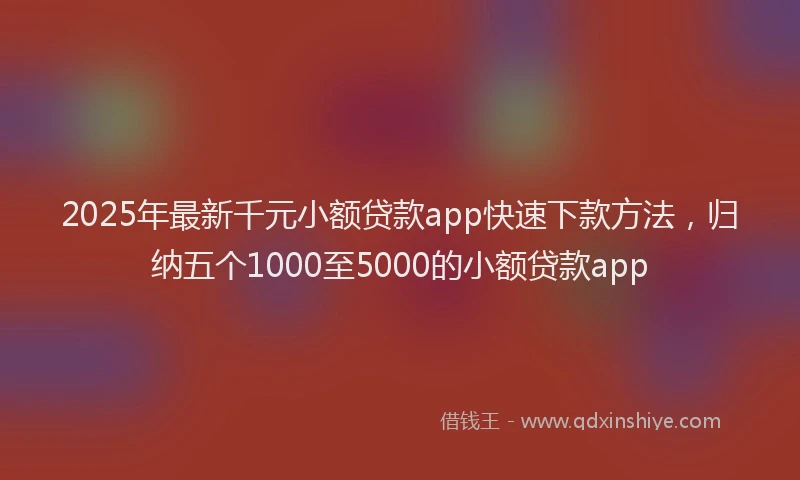 2025年最新千元小额贷款app快速下款方法，归纳五个1000至5000的小额贷款app