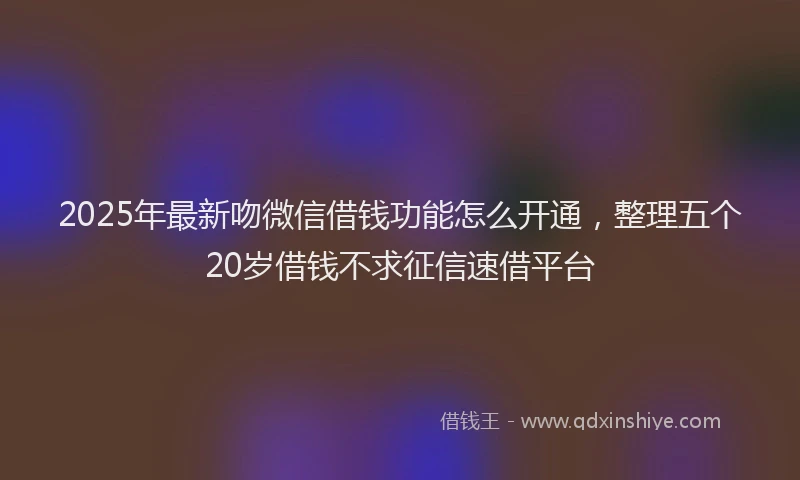 2025年最新吻微信借钱功能怎么开通，整理五个20岁借钱不求征信速借平台