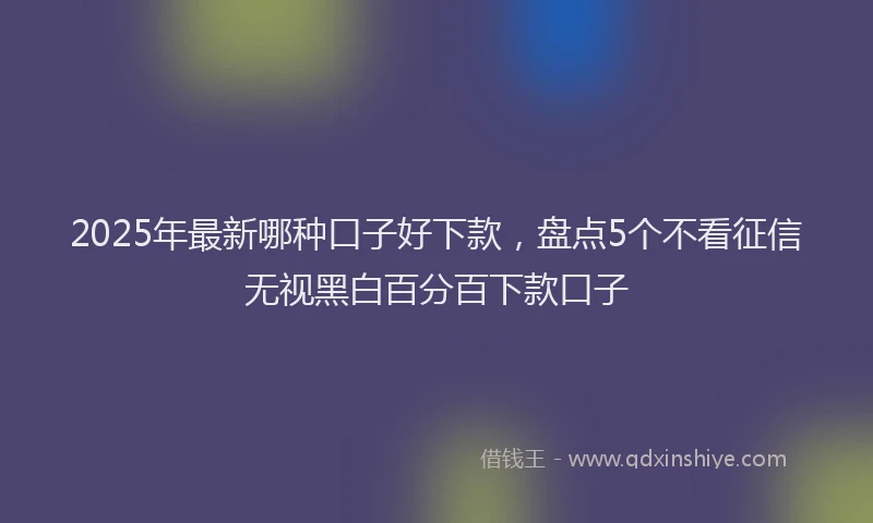2025年最新哪种口子好下款，盘点5个不看征信无视黑白百分百下款口子
