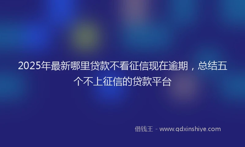 2025年最新哪里贷款不看征信现在逾期，总结五个不上征信的贷款平台