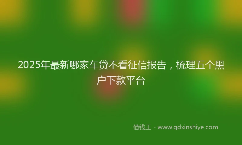2025年最新哪家车贷不看征信报告，梳理五个黑户下款平台