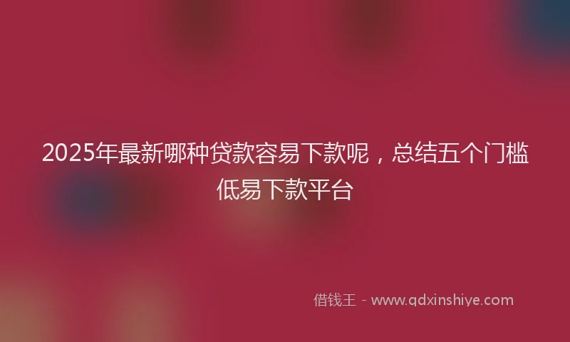 2025年最新哪种贷款容易下款呢，总结五个门槛低易下款平台