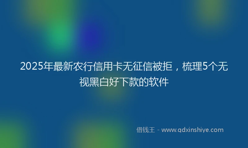 2025年最新农行信用卡无征信被拒，梳理5个无视黑白好下款的软件