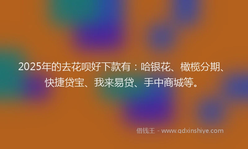 2025年的去花呗好下款有：哈银花、橄榄分期、快捷贷宝、我来易贷、手中商城等。