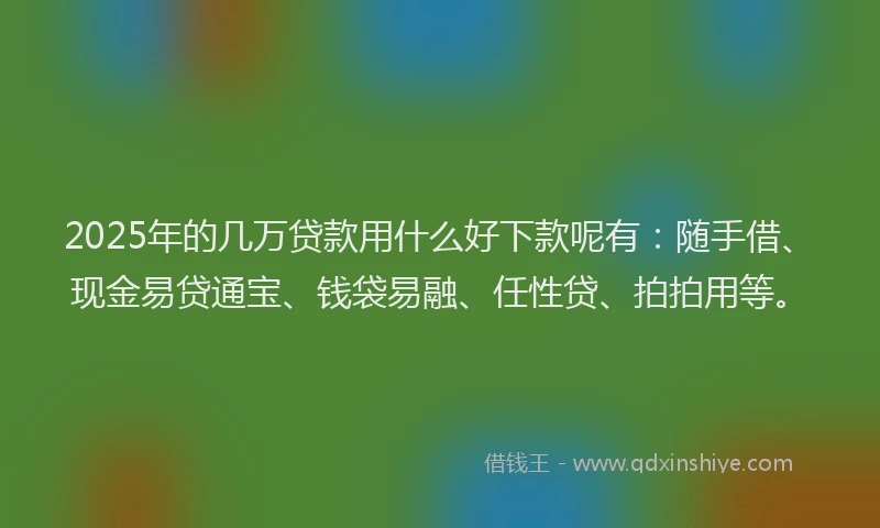2025年的几万贷款用什么好下款呢有：随手借、现金易贷通宝、钱袋易融、任性贷、拍拍用等。