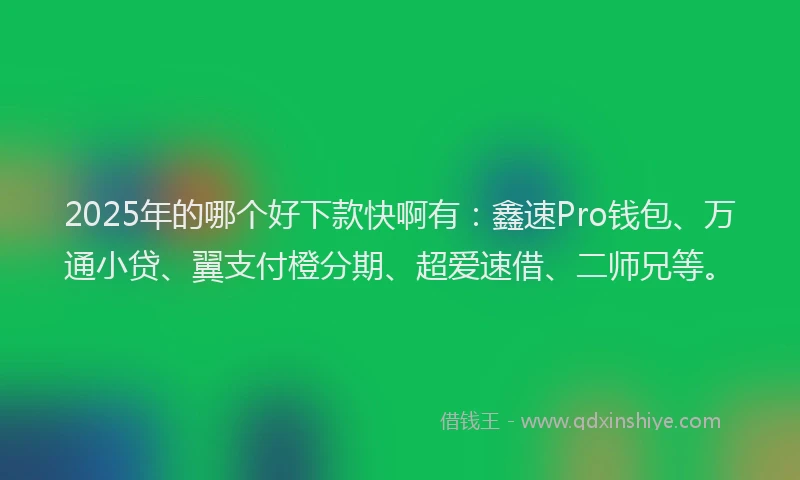 2025年的哪个好下款快啊有：鑫速Pro钱包、万通小贷、翼支付橙分期、超爱速借、二师兄等。