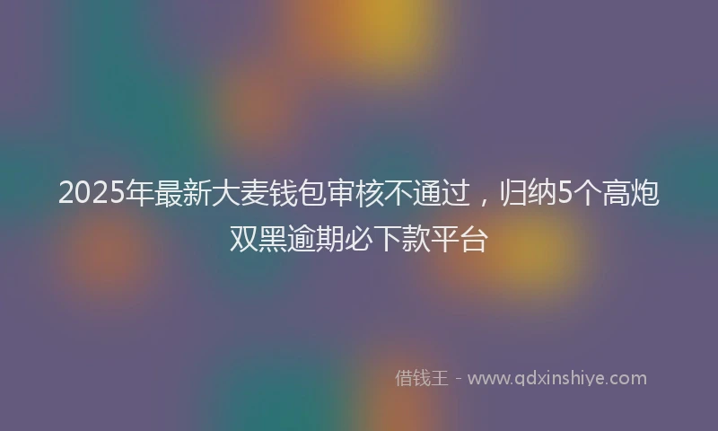 2025年最新大麦钱包审核不通过，归纳5个高炮双黑逾期必下款平台