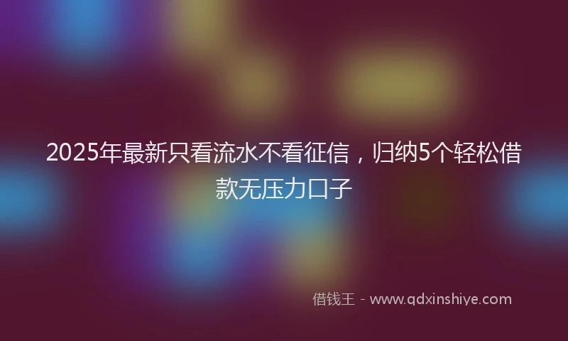 2025年最新只看流水不看征信，归纳5个轻松借款无压力口子