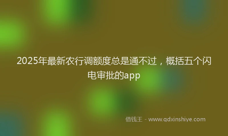 2025年最新农行调额度总是通不过，概括五个闪电审批的app