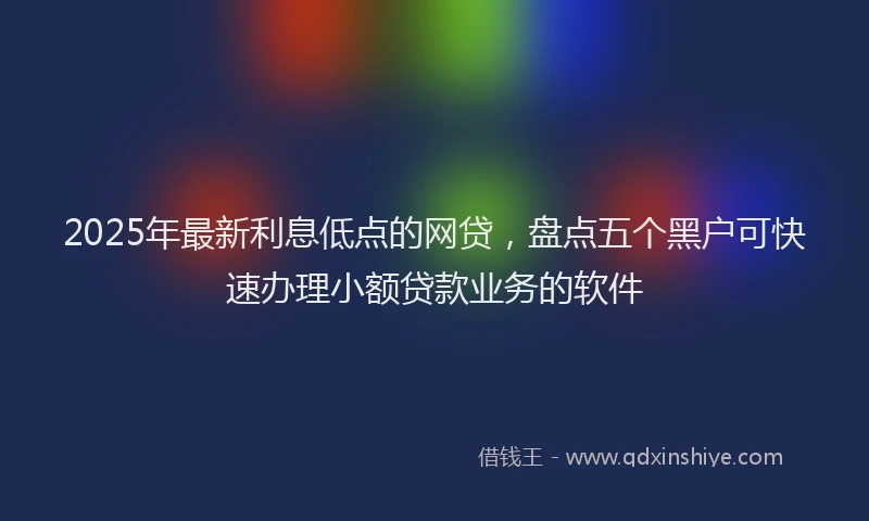 2025年最新利息低点的网贷，盘点五个黑户可快速办理小额贷款业务的软件