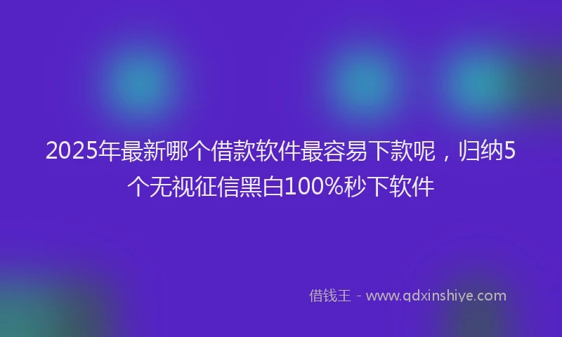 2025年最新哪个借款软件最容易下款呢，归纳5个无视征信黑白100%秒下软件