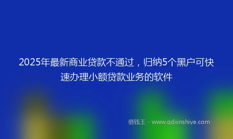 2025年最新商业贷款不通过，归纳5个黑户可快速办理小额贷款业务的软件