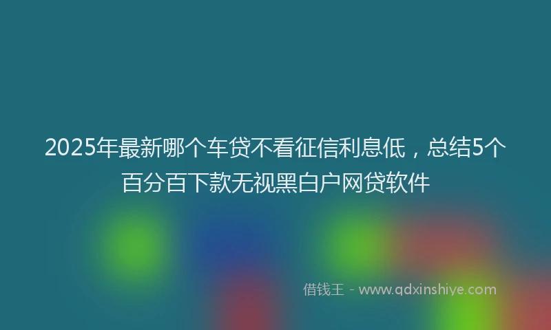 2025年最新哪个车贷不看征信利息低，总结5个百分百下款无视黑白户网贷软件