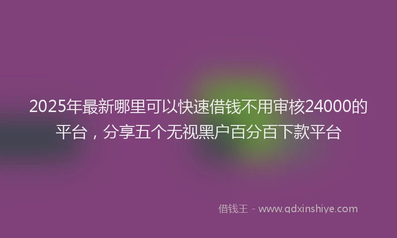 2025年最新哪里可以快速借钱不用审核24000的平台，分享五个无视黑户百分百下款平台