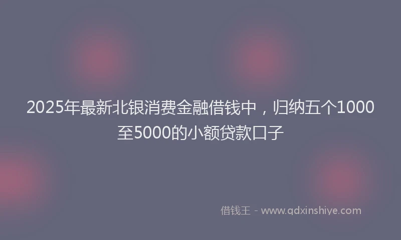 2025年最新北银消费金融借钱中，归纳五个1000至5000的小额贷款口子
