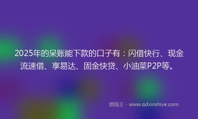 2025年的呆账能下款的口子有：闪借快行、现金流速借、享易达、固金快贷、小油菜P2P等。