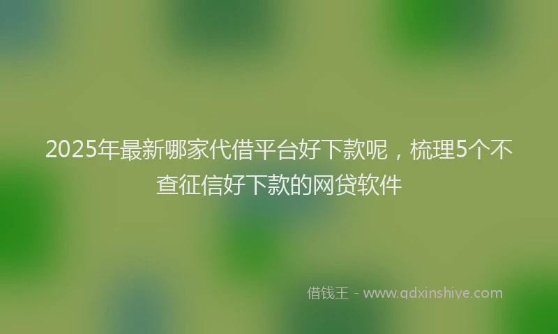2025年最新哪家代借平台好下款呢，梳理5个不查征信好下款的网贷软件