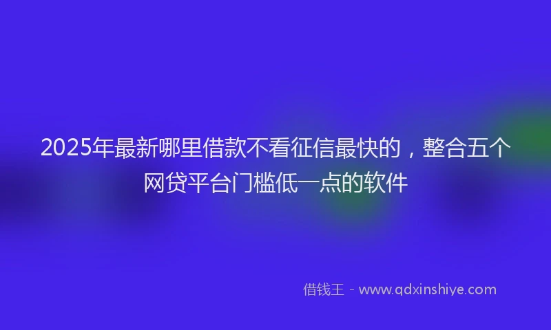 2025年最新哪里借款不看征信最快的，整合五个网贷平台门槛低一点的软件