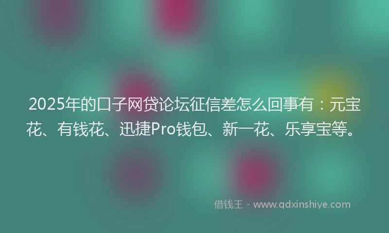 2025年的口子网贷论坛征信差怎么回事有：元宝花、有钱花、迅捷Pro钱包、新一花、乐享宝等。