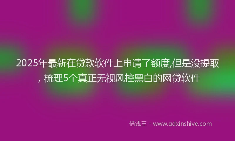 2025年最新在贷款软件上申请了额度,但是没提取，梳理5个真正无视风控黑白的网贷软件